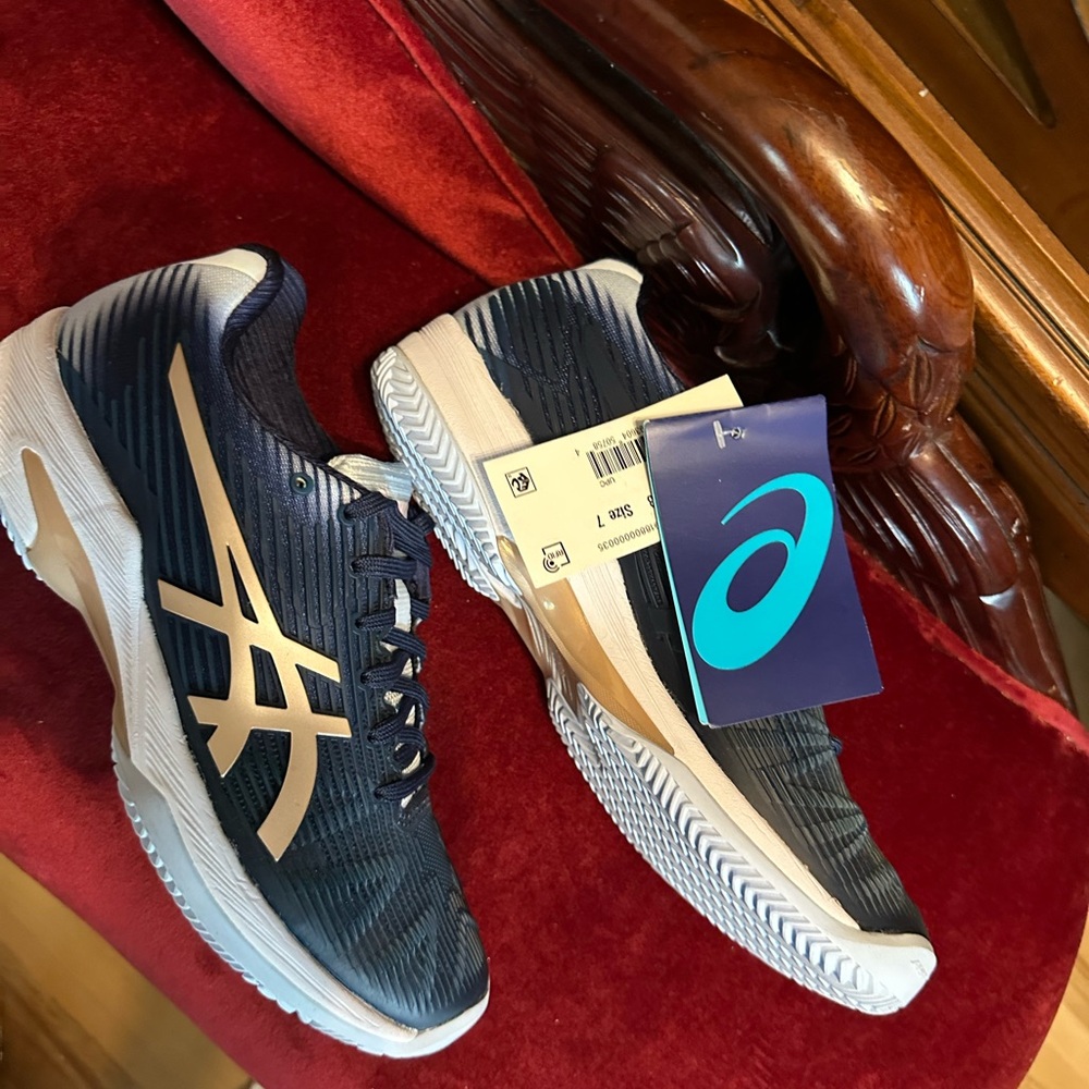 NEW Blue Athletic Shoes with Gold Accents